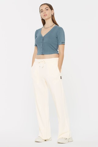 Harlem Soul CLE-O Cropped Rib Cardigan in Blau