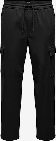 Only & Sons Loose fit Cargo Pants 'Sinus' in Black: front