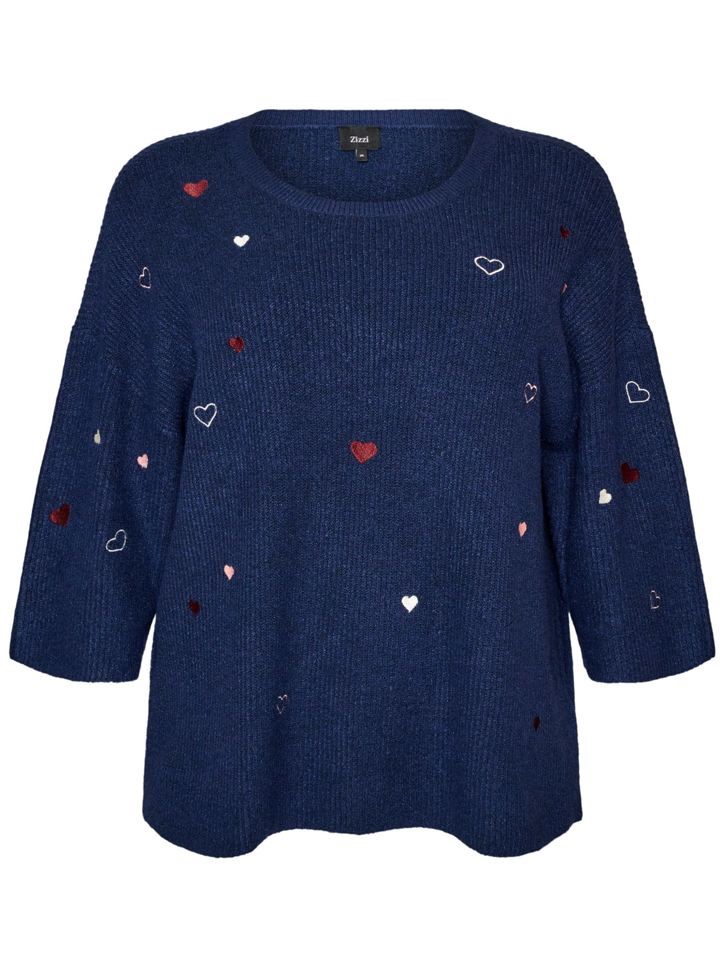 Zizzi Pulover 'Msunny Heart' | modra barva: sprednja stran