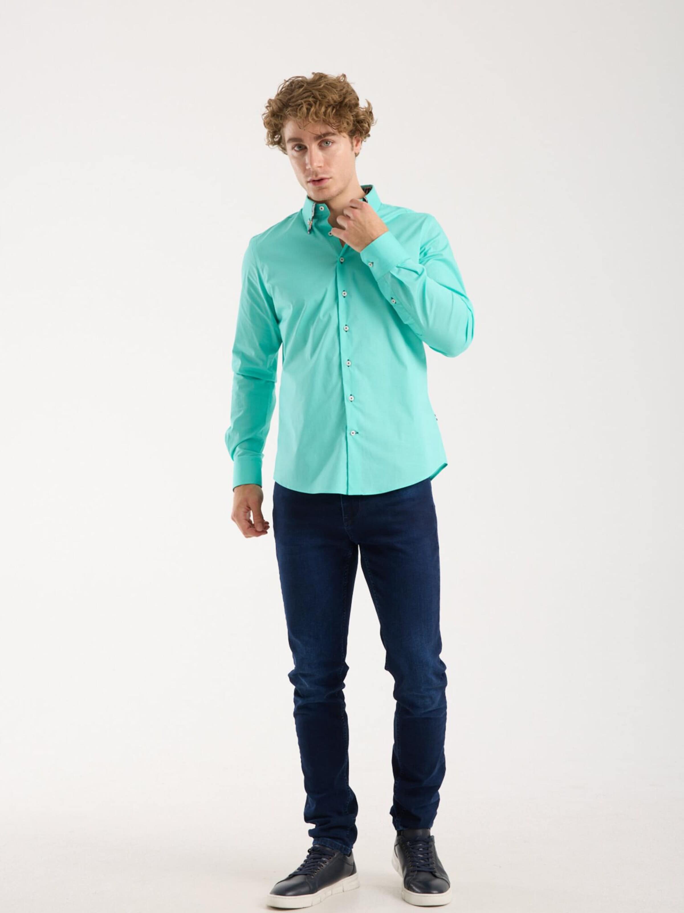 Slim fit Camicia business di 7Camicie in verde