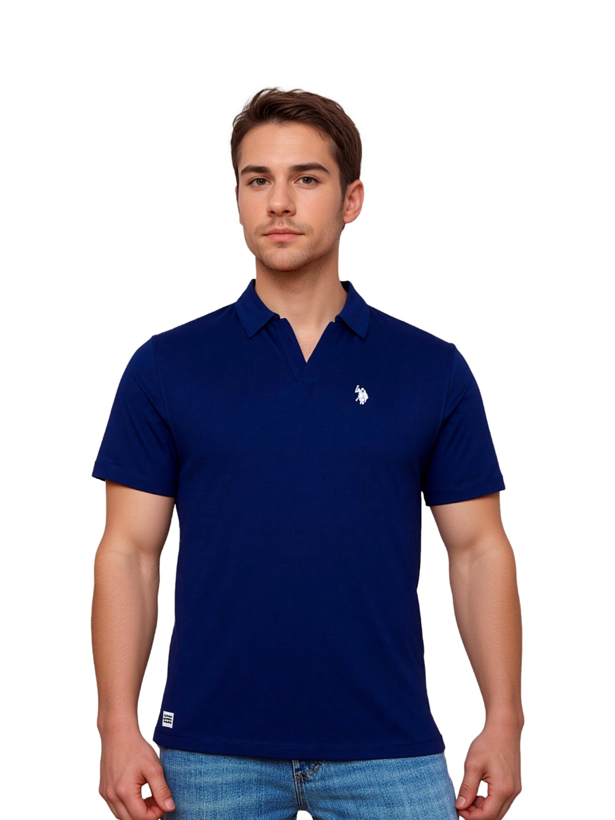 U.S. POLO ASSN. Shirt 'Knopflos' in Blauw: voorkant