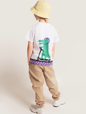SATURNDAY Shirt 'Krokodil auf Scooter' in White