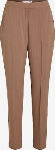 VILA Regular Trousers with creases 'STRIKER' in Brown: front