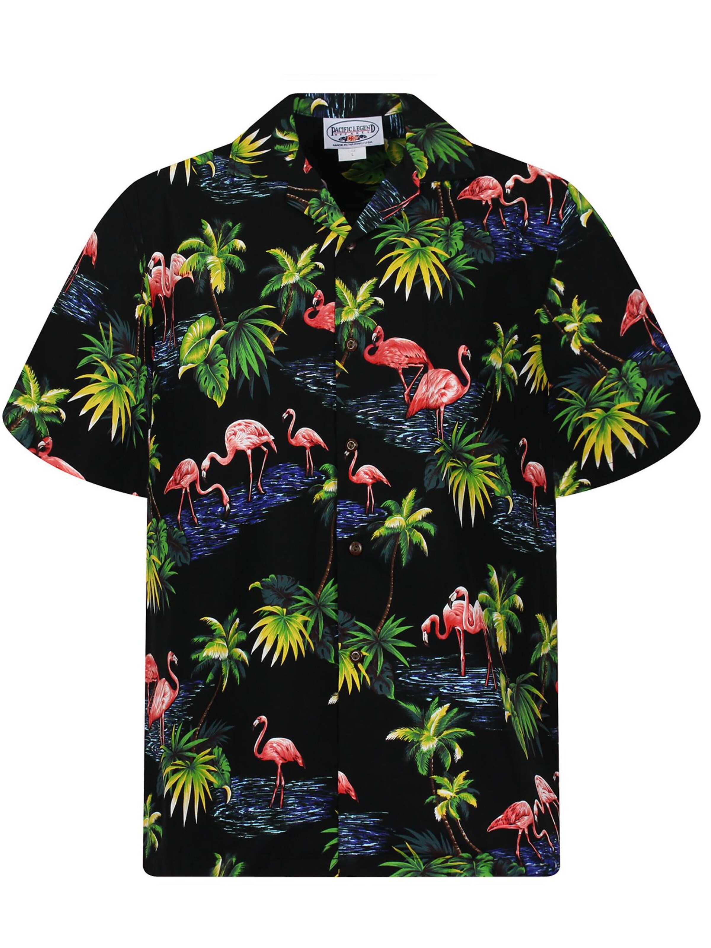 Pacific Legend Regular Fit Hemd 'Flamingo'‌‌‌‌‌‌‌‌‌ in Schwarz: Vorderseite