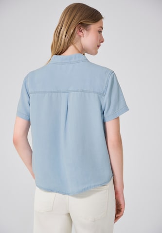Street One Studio Kurzarm Hemdbluse aus Lyocell in Blau