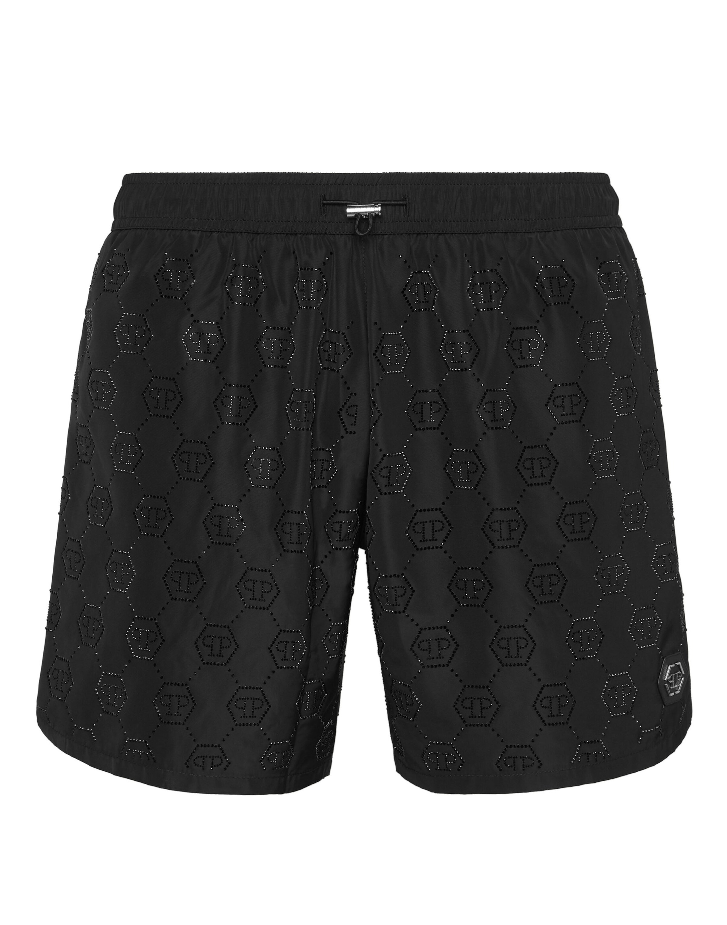 Philipp Plein - Calções de banho em preto: frente