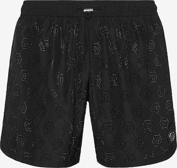 Philipp Plein - Calções de banho em preto: frente
