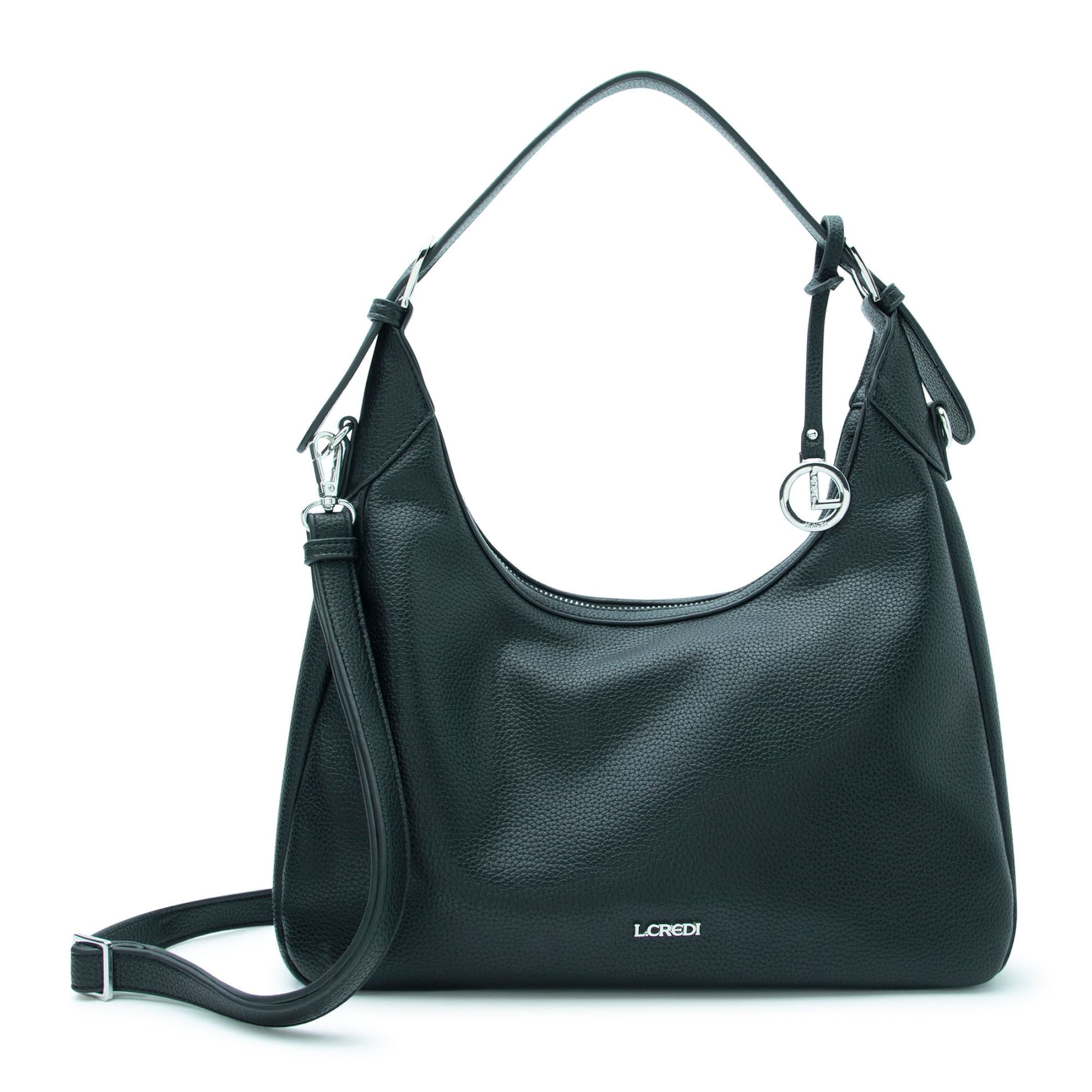 L.CREDI Shoulder Bag 'Petronia' in Black: front
