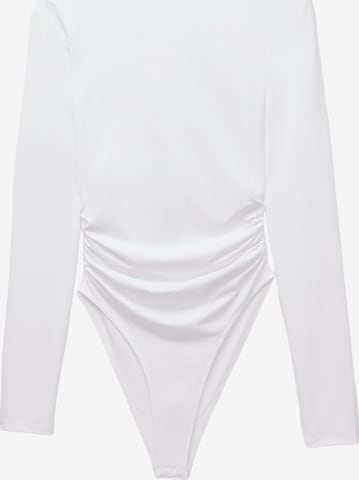 Pull&Bear Koszula body w kolorze biały: przód