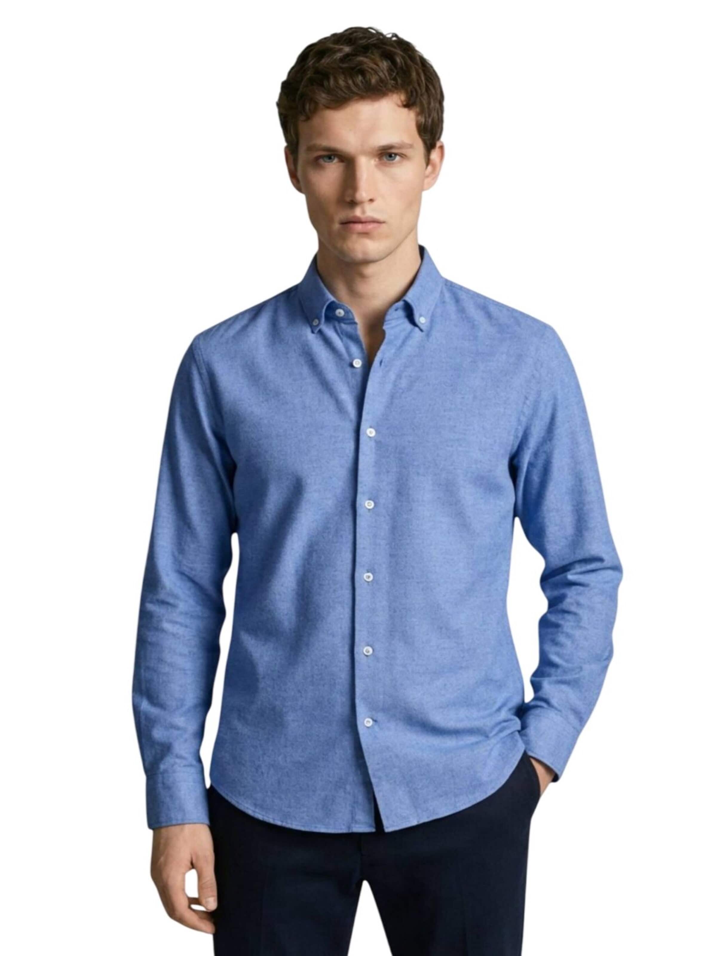 Ramsey Regular fit Zakelijk overhemd in Blauw: voorkant