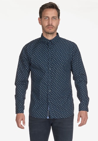 Le Temps Des Cerises Regular fit Button Up Shirt 'GISOR' in Blue: front