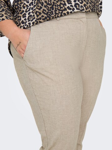 ONLY Carmakoma Slimfit Pressveckad byxa i beige