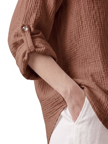TorWeit Oversizeshirt 'Essential Cotton Shirt'‌‌‌‌ in Braun