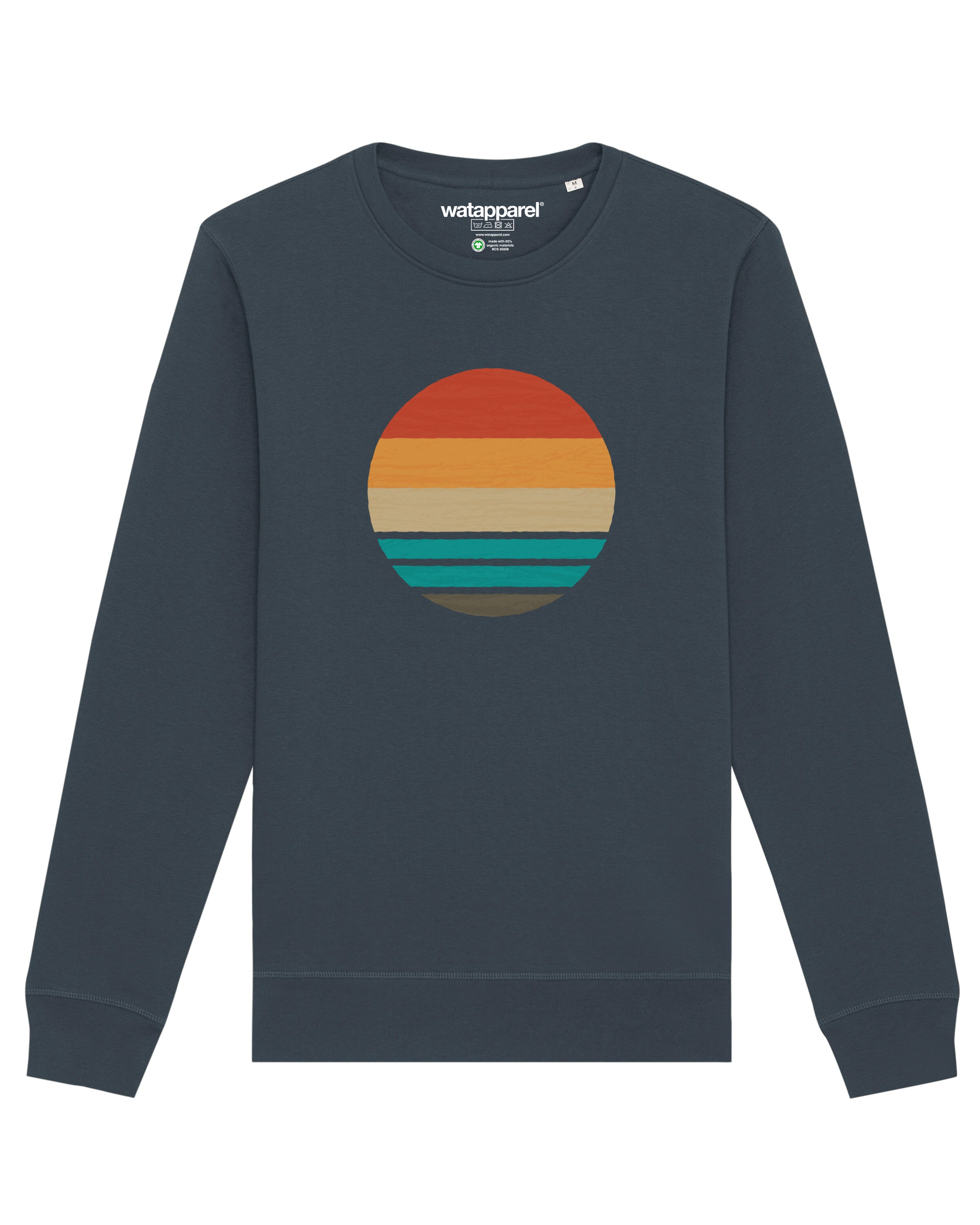Sweat-shirt ' Retro Sunset Ocean ' Watapparel en gris : devant