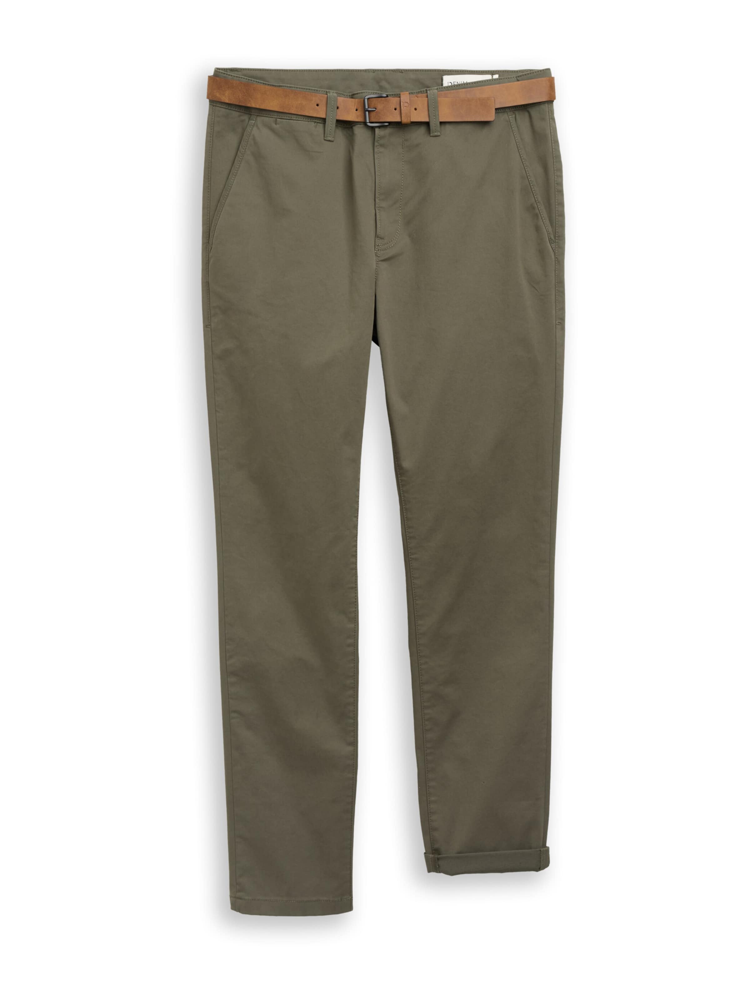 TOM TAILOR DENIM Chino kalhoty – zelená: přední strana