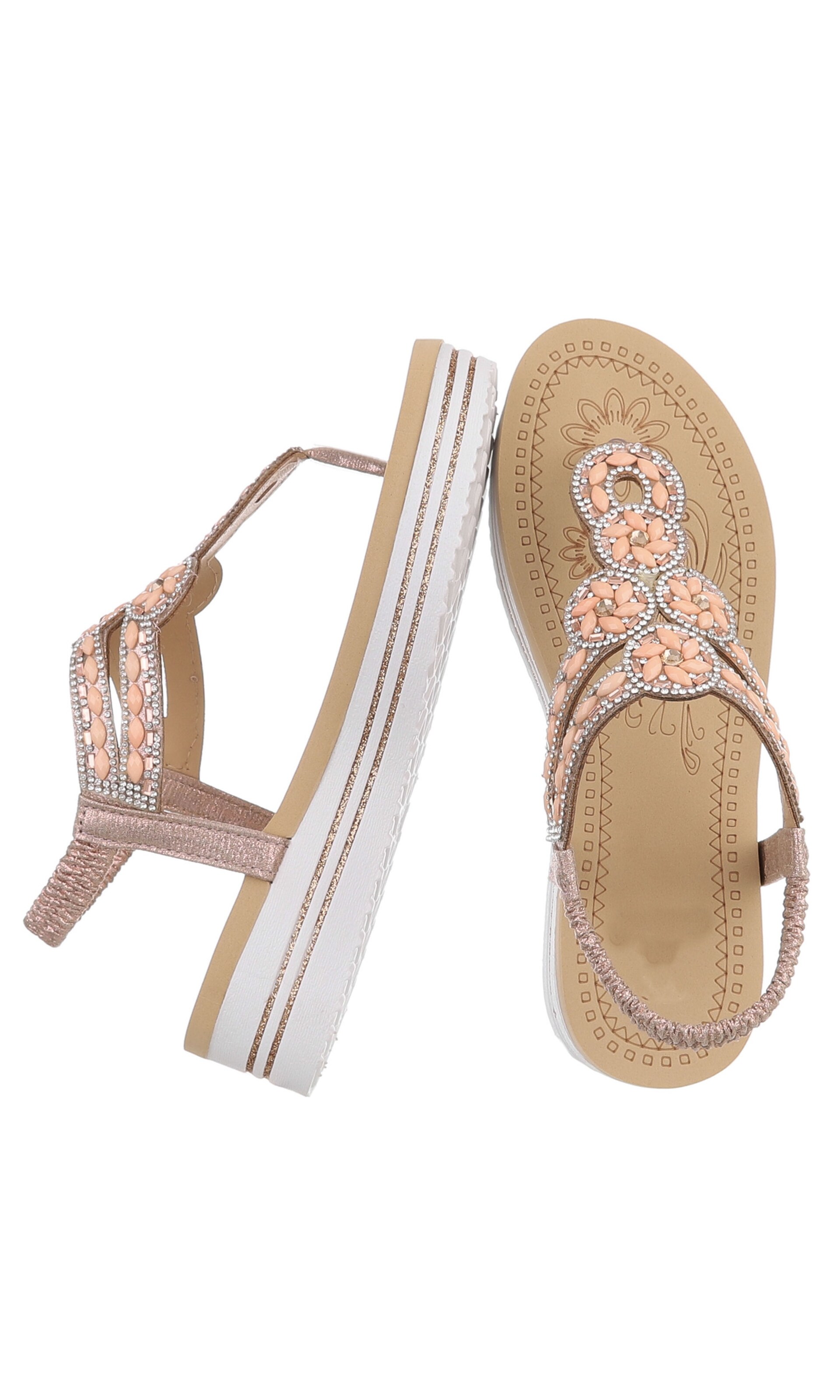Ital-Design T-Bar Sandals in Beige