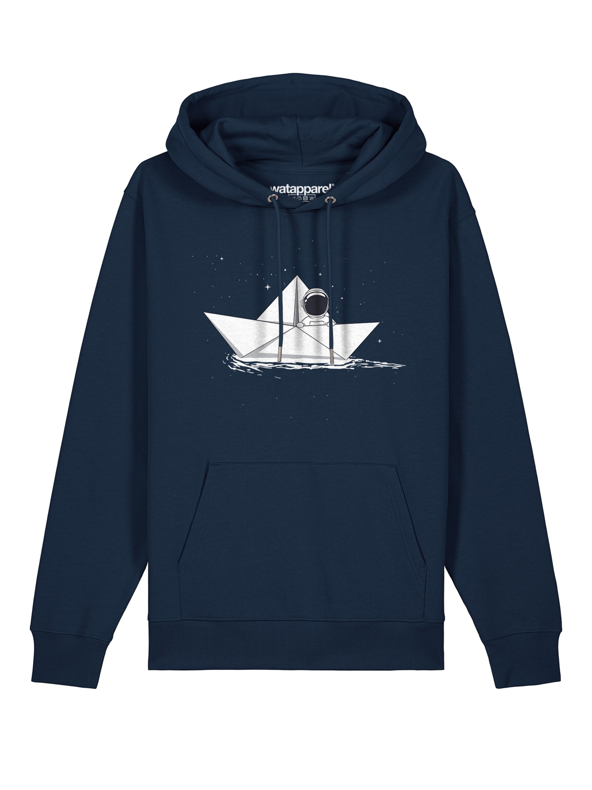 Sweat-shirt ' Astronaut in paper boat ' Watapparel en bleu : devant