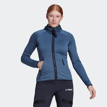 ADIDAS TERREX Skinny Athletic Fleece Jacket in Blue: front