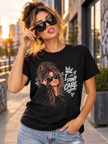 Printdistrict.dk T-shirt 'I Don't Care' i svart