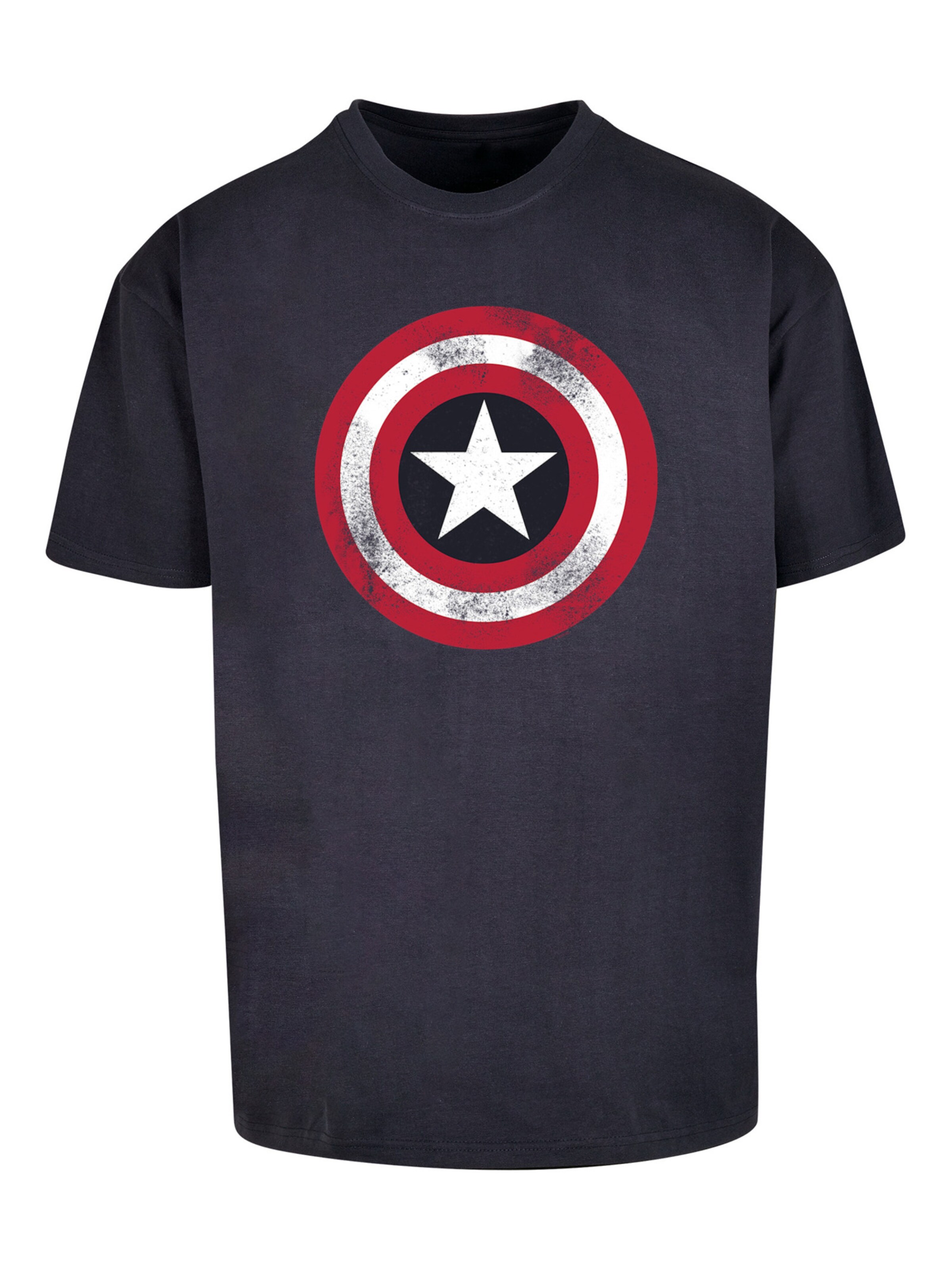 Maglietta 'Marvel Avengers Captain America Distressed Shield' di F4NT4STIC in blu: frontale