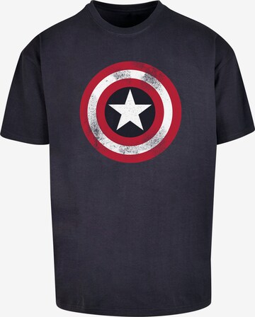 F4NT4STIC Shirt 'Marvel Avengers Captain America Distressed Shield' in Blauw: voorkant