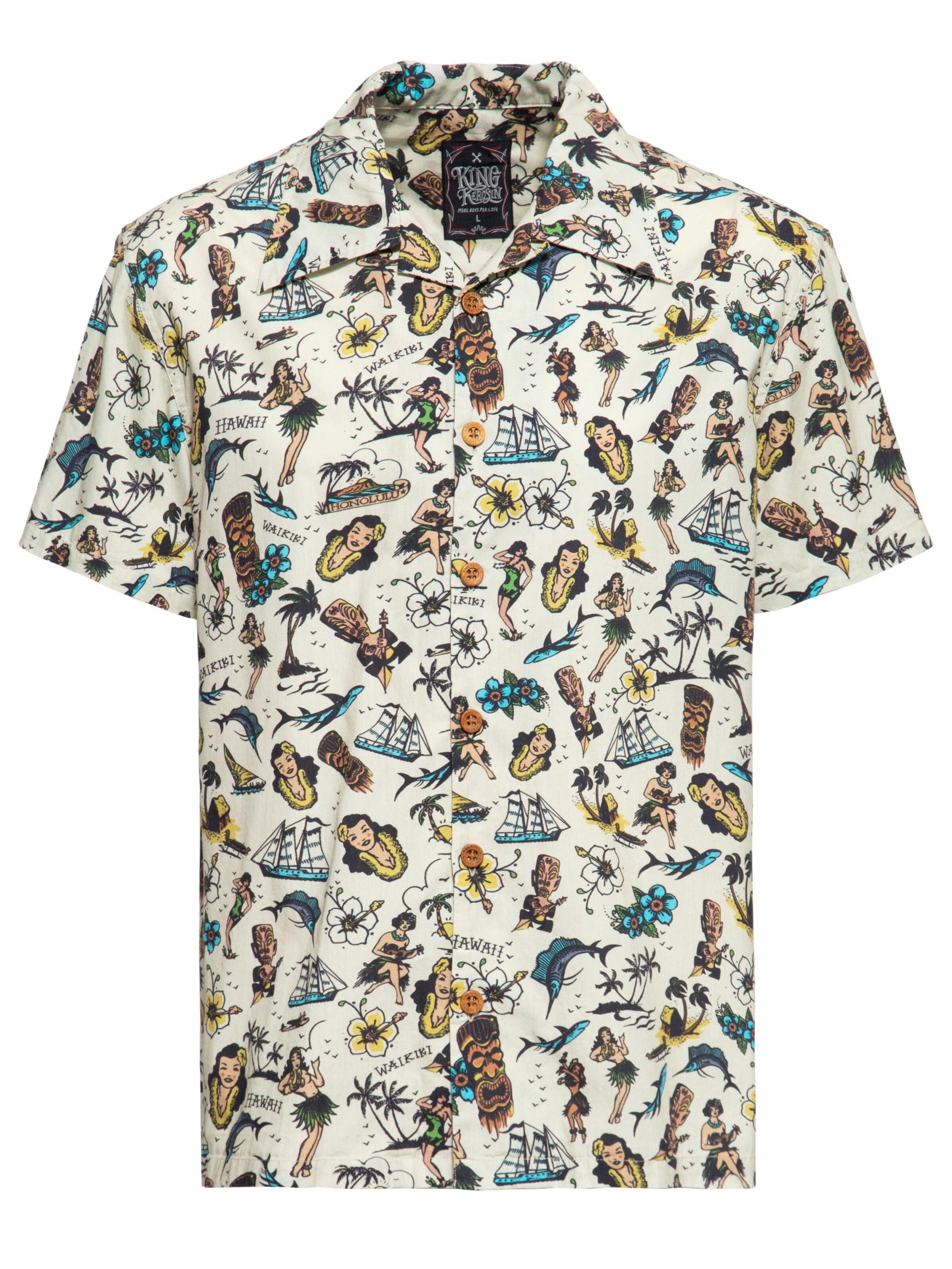 King Kerosin Regular Fit Hemd‌‌‌‌‌‌‌‌‌‌ in Beige: Vorderseite