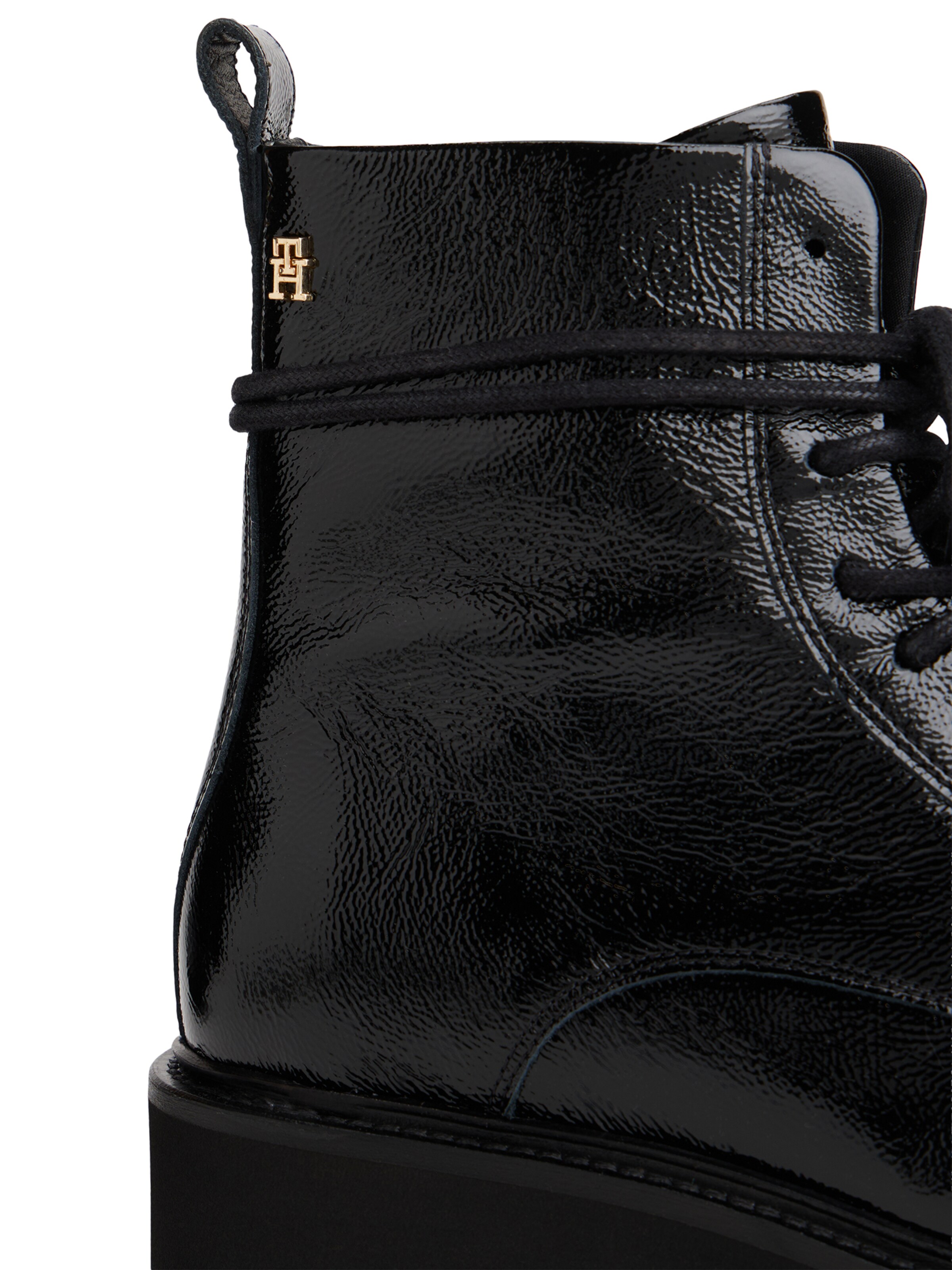 TOMMY HILFIGER Fűzős rövid szárú csizmák - fekete