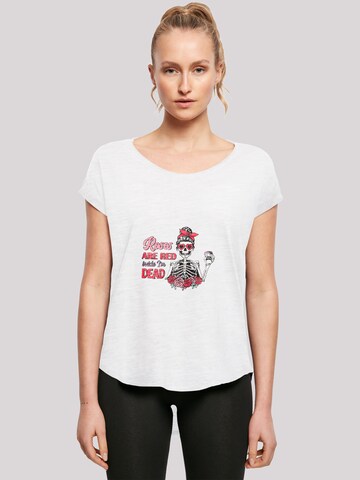 T-shirt 'Anti Valentinstag Roses are red' F4NT4STIC en blanc : devant
