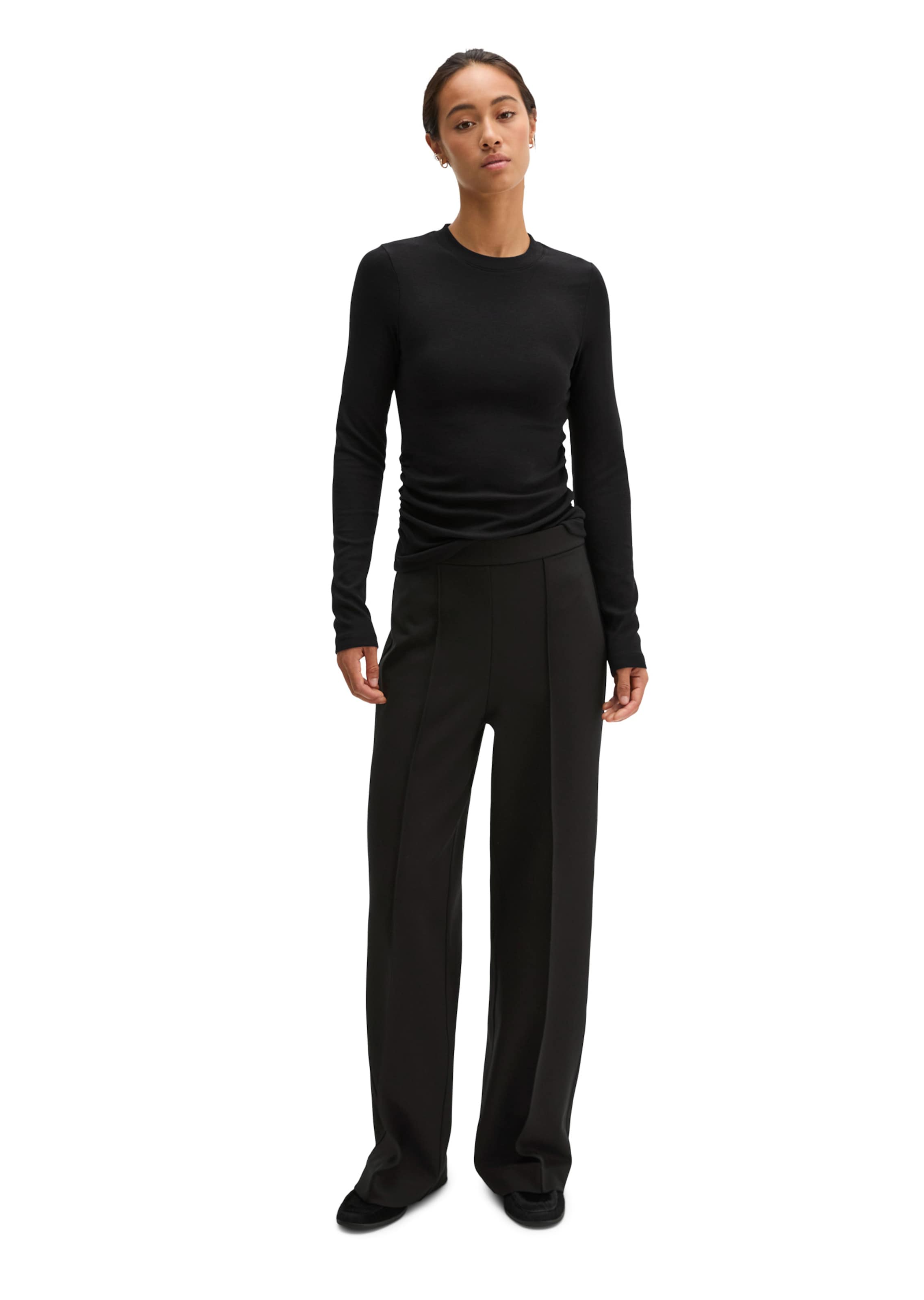 Wide Leg Pantalon à plis Marc O'Polo en noir