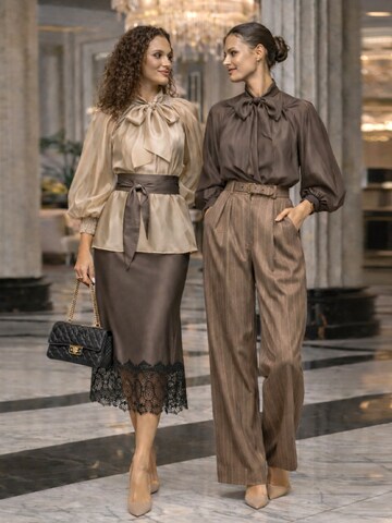 JIORO Bluse 'ESSENTIALS'‌‌‌‌‌‌‌‌‌ in Beige