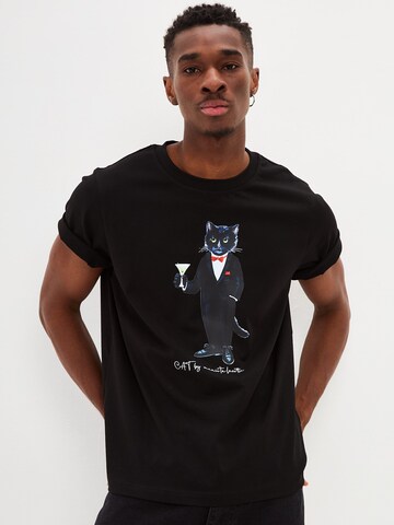 T-Shirt 'DANDY CAT' CAT by Maniita Lacitta en noir : devant