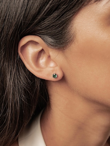 Hey Happiness Oorbellen 'Emerald Gemstone' in Zilver: voorkant
