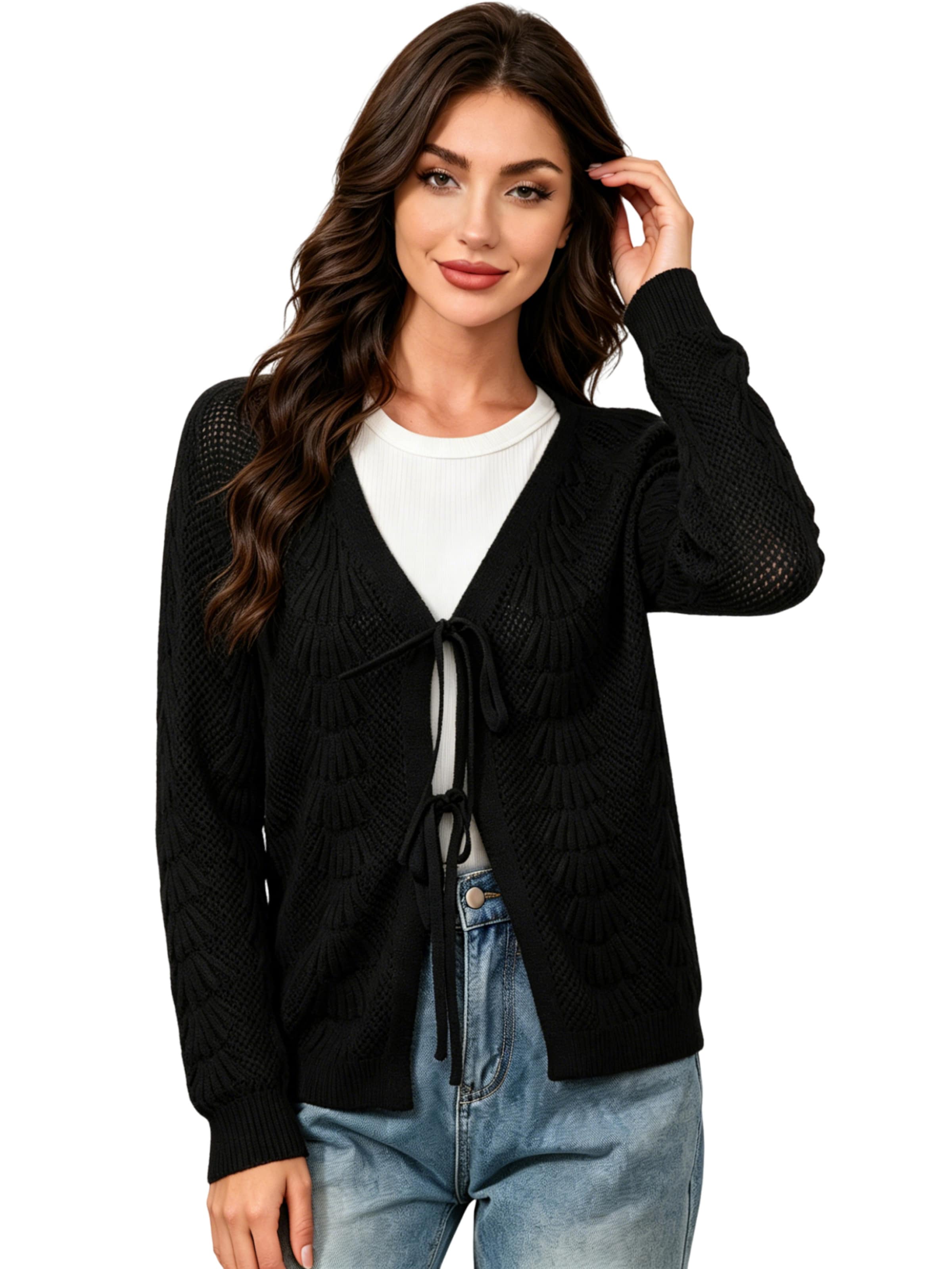 KoJooin Strickjacke‌‌‌‌‌‌‌ in Schwarz: Vorderseite