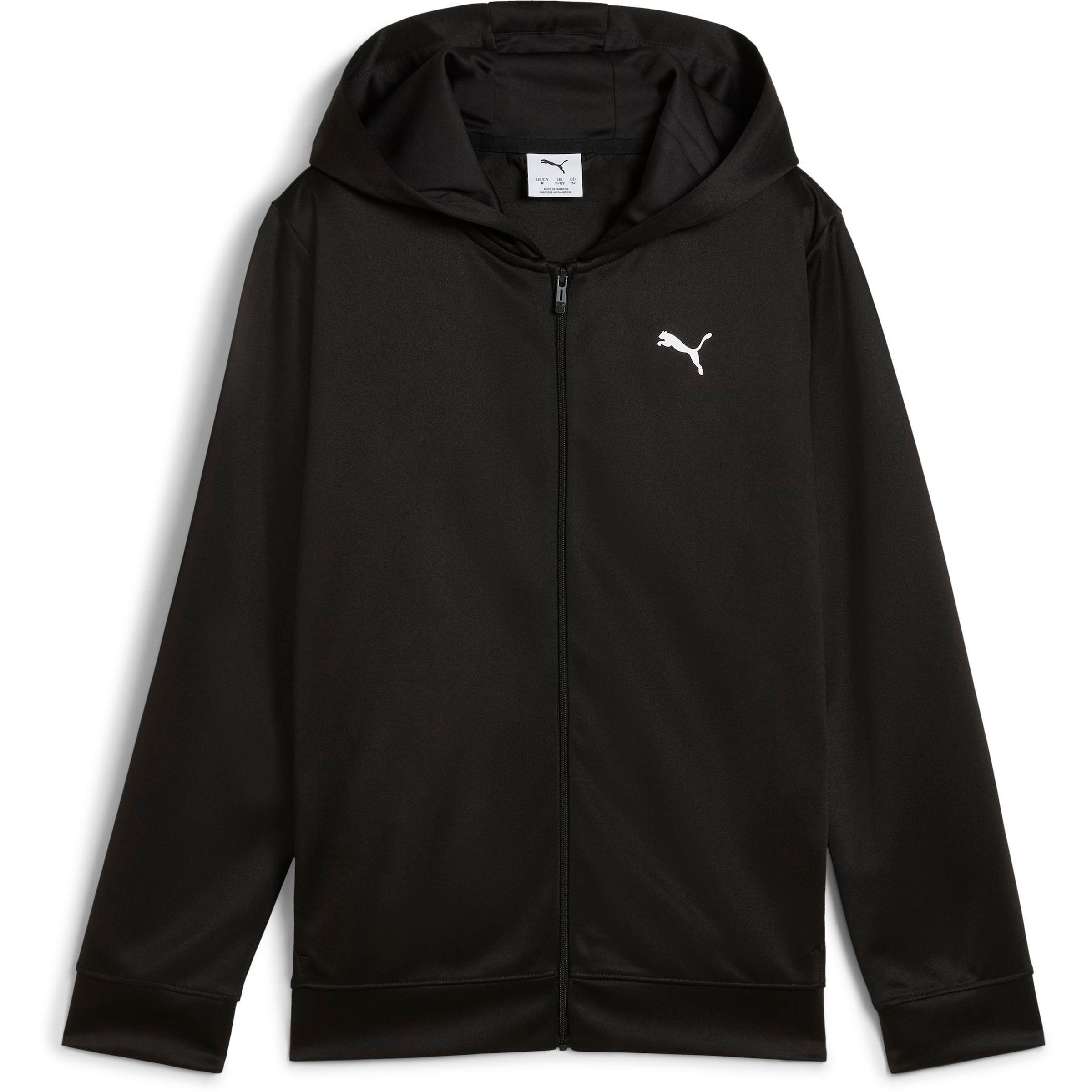 PUMA Athletic Zip-Up Hoodie 'Tad Essentials' in Black: front