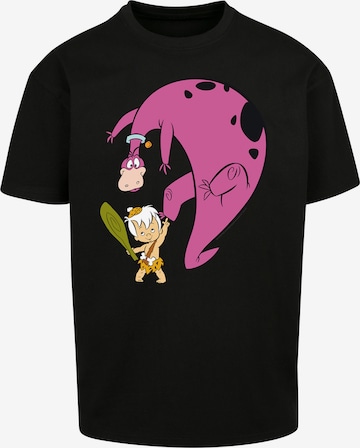 F4NT4STIC Shirt 'Familie Feuerstein Bamm Bamm And Dino' in Black: front