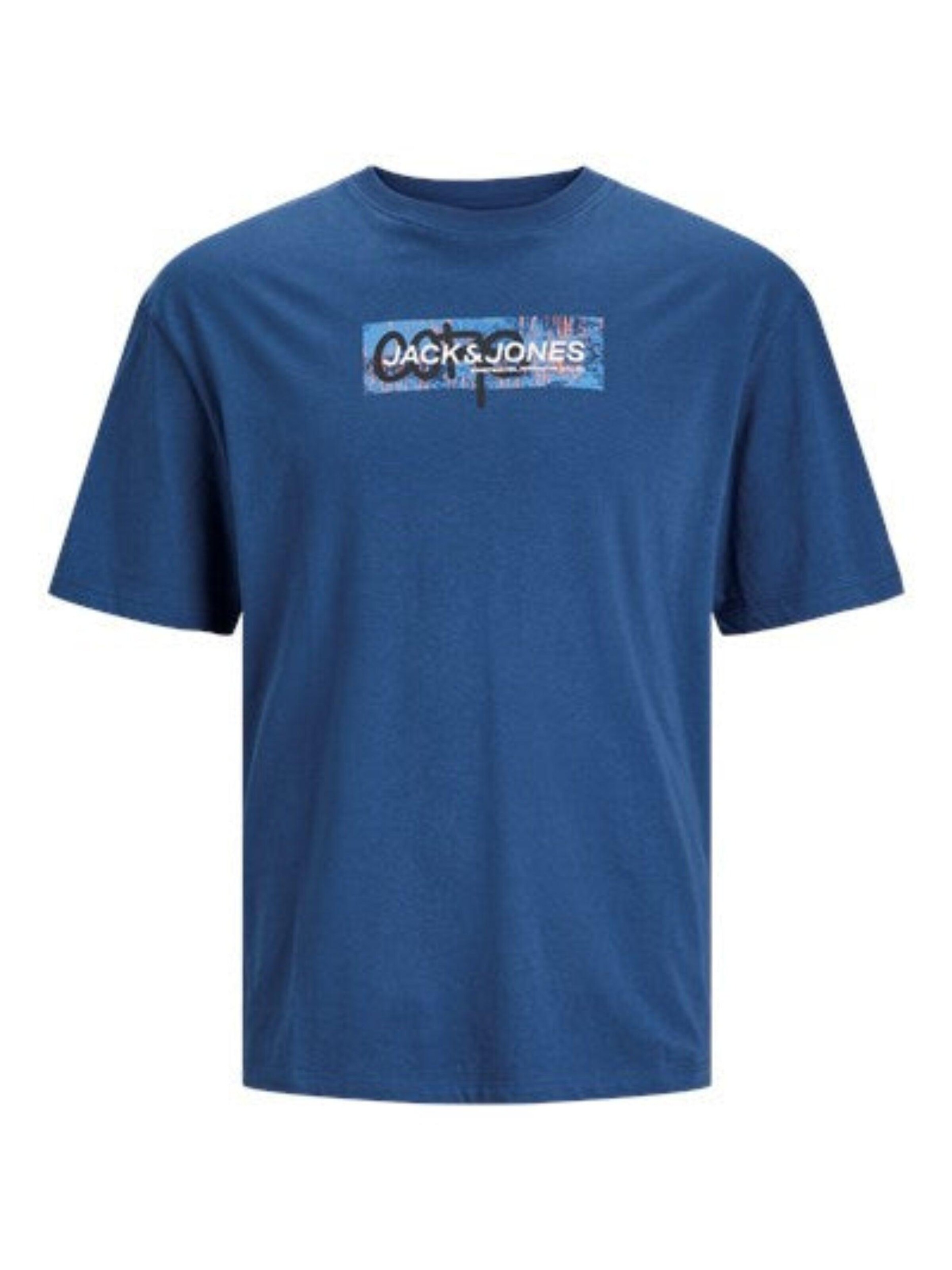 JACK & JONES Shirt 'Jcoaop print tee' in Blue: front