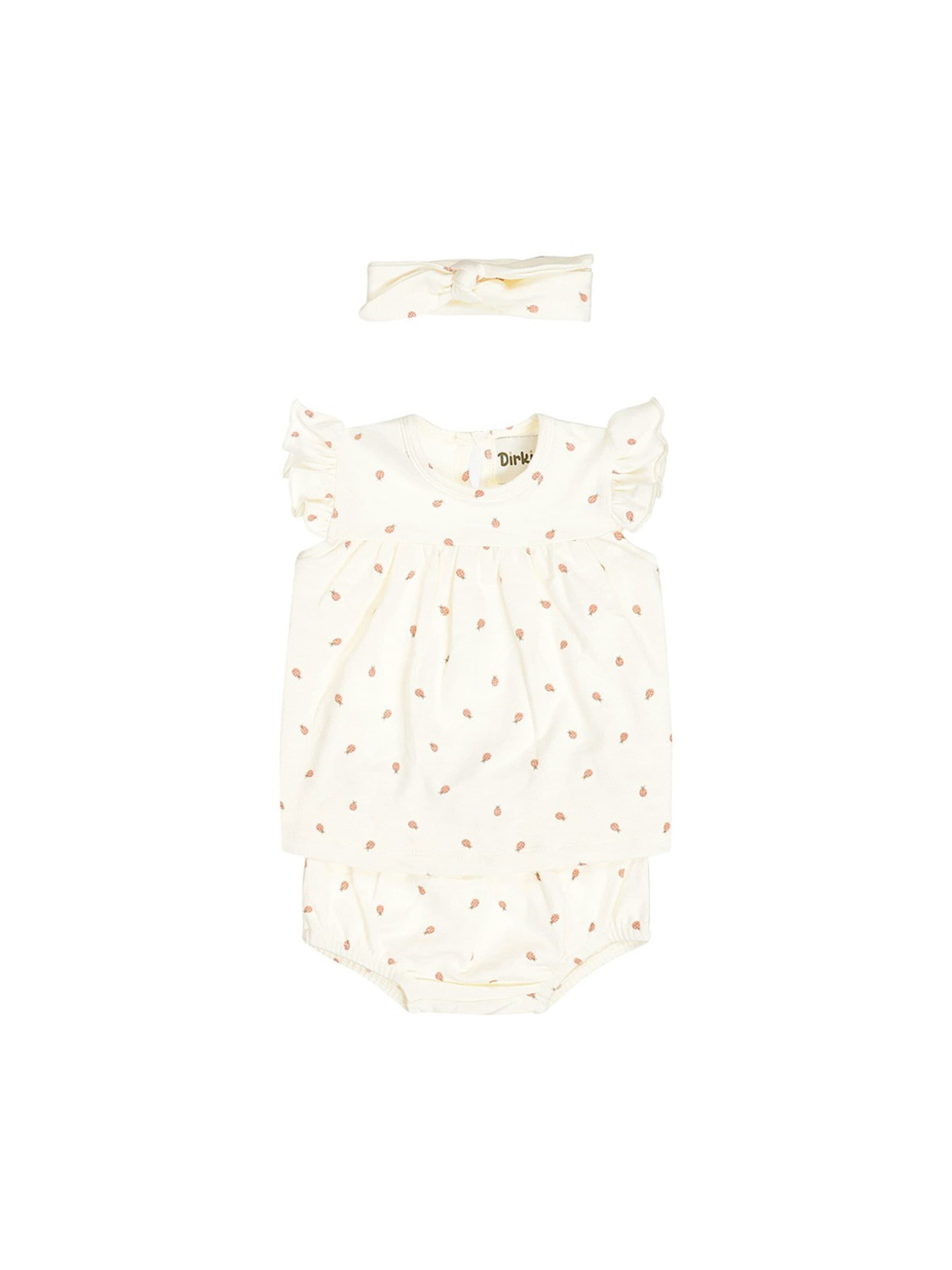 Dirkje Set '3 pc set, Dress ss, Bloomers, Headband' in Wit: voorkant