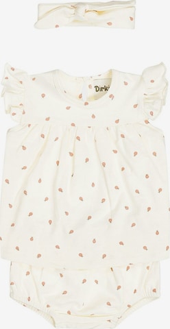 Dirkje Set '3 pc set, Dress ss, Bloomers, Headband' in Wit: voorkant