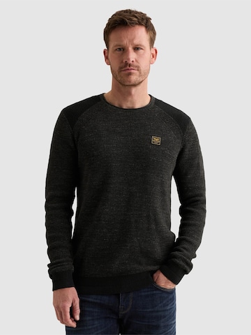 PME Legend Trui 'Pullover in cotton mélange with flight pocket' in Zwart: voorkant