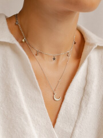 Hey Happiness Kette 'Star and Moon' in Silber: Vorderseite
