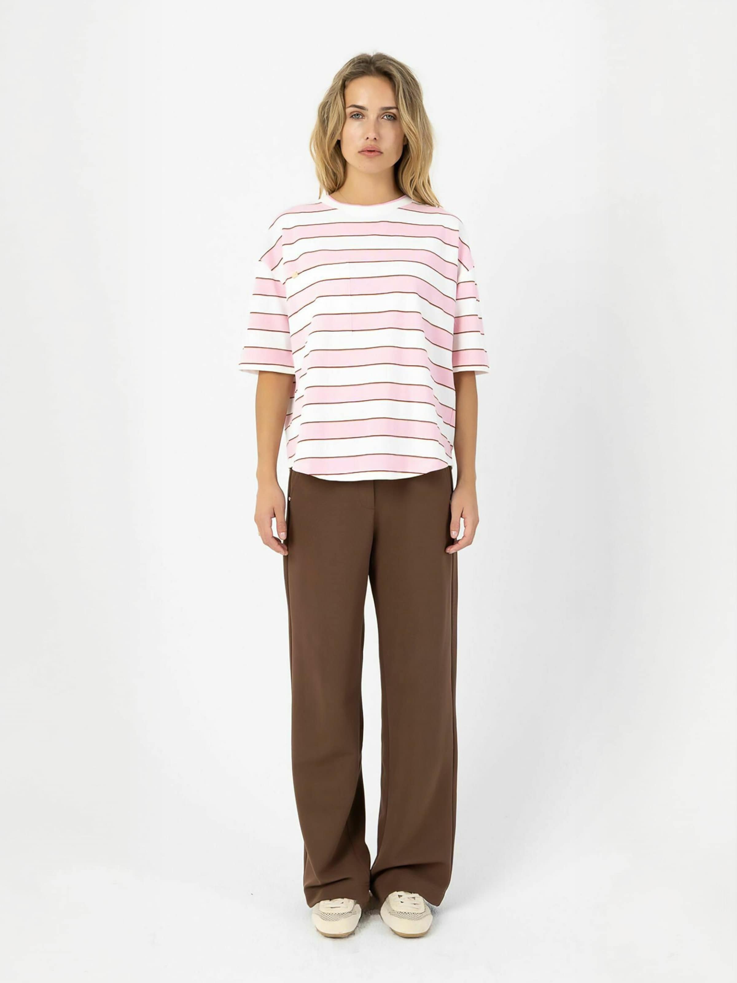 Coster Copenhagen Regular Broek ' Jersey ' in Bruin: voorkant
