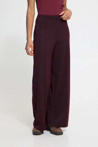 ICHI Wide leg Broek in Rood: voorkant