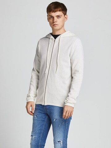 JACK & JONES Knit Cardigan 'Hill' in White: front