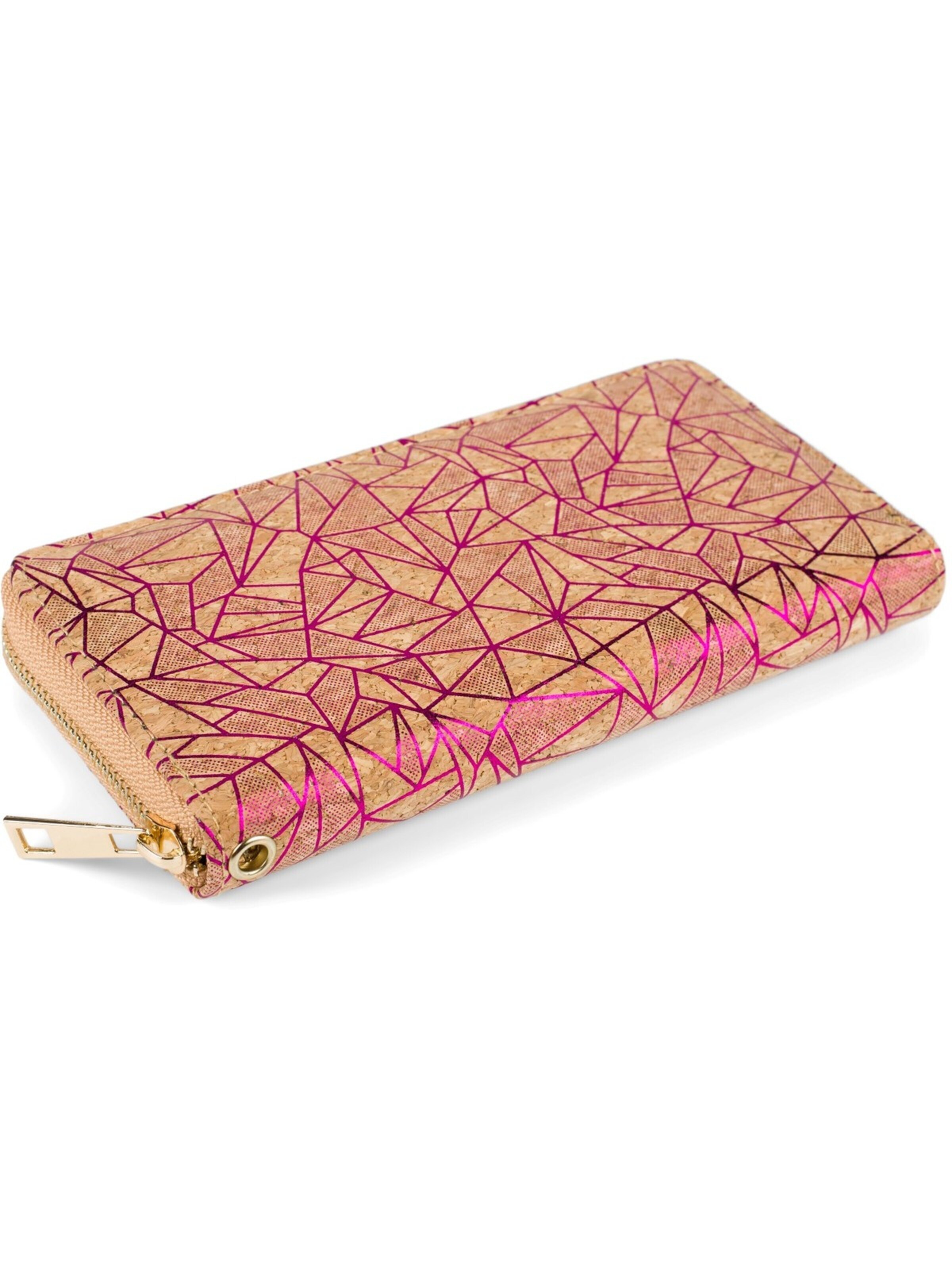 styleBREAKER Portemonnaie 'Kork Geldbörse mit Prisma Muster'‌‌‌‌‌ in Pink