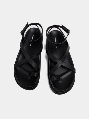 Pull&Bear T-bar sandals in Black