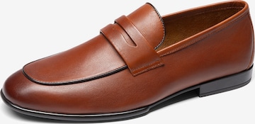 Bruno Marc Instappers 'Bruno Marc Herren Echtleder Loafer – Elegante Slip-On Business Schuhe für Anzug & Büro' in Bruin: voorkant