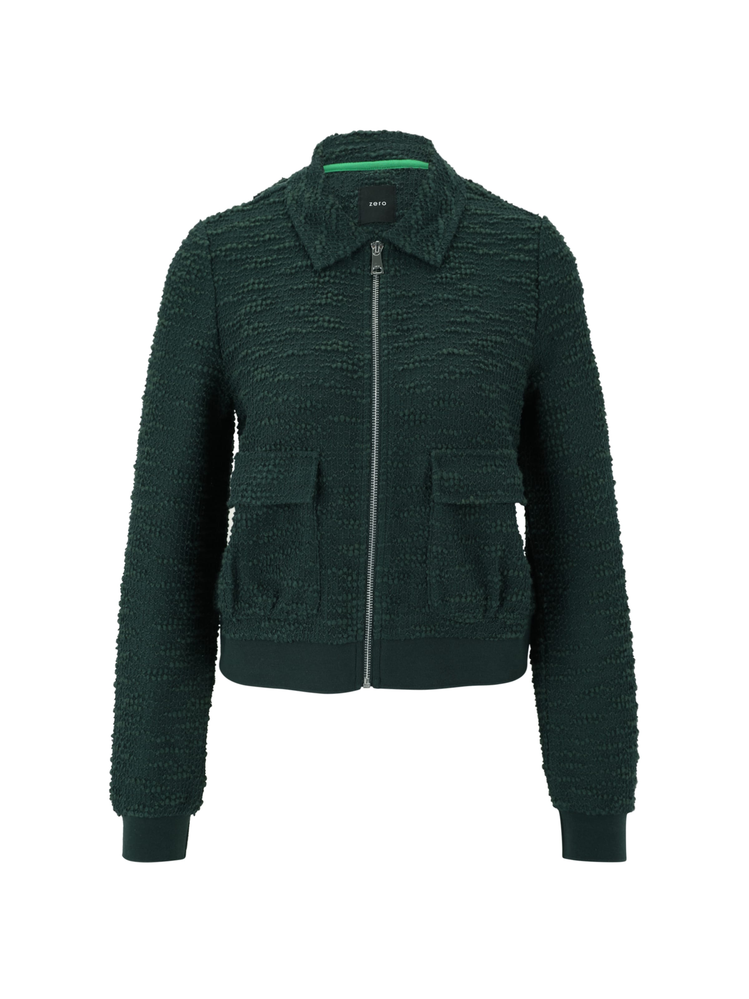 zero Bouclè -Jacke mit Reißverschluss in Grün: Vorderseite