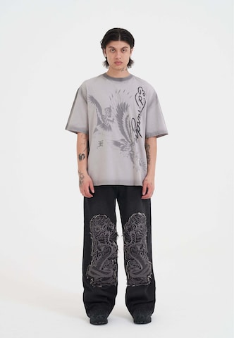 Ed Hardy T-Shirt 'Eagles In Attack' in Grau