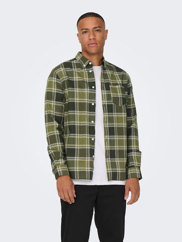 Only & Sons Regular fit Button Up Shirt 'ALVARO' in Green: front