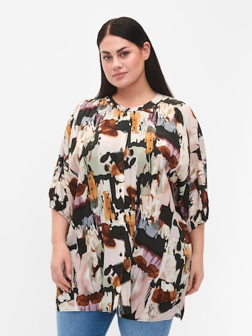 Zizzi Blouse 'MTRINE' in Zwart: voorkant